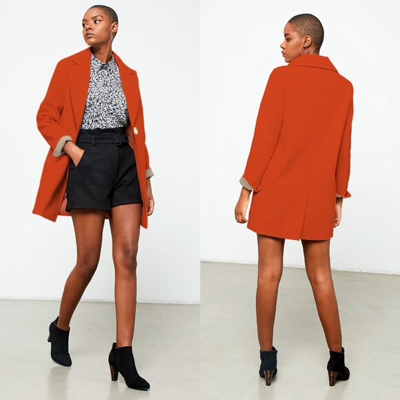 NEW! ETAM Paris manteau de petit ami in Rust Orange colour- Size S - Picture 1 of 16